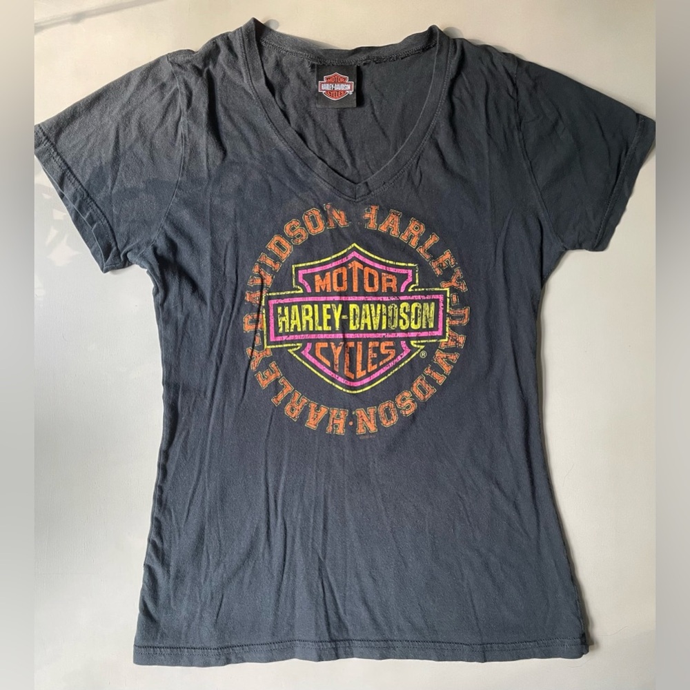 Harley-Davidson Black and Orange Logo Tee‎